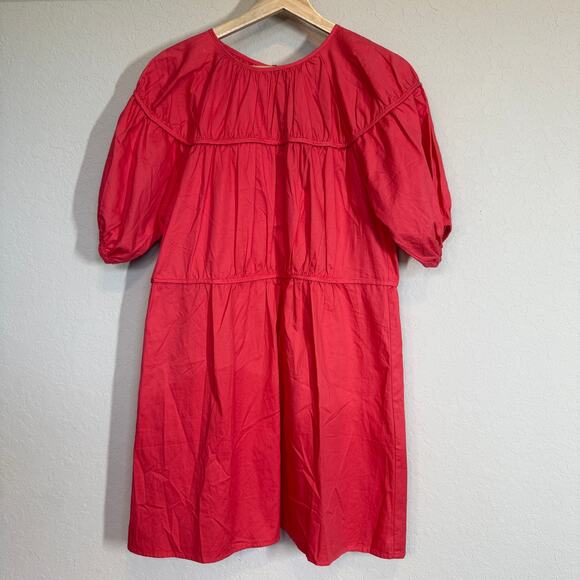 Women's Nasty Gal Back in a Mini Deep Pink Tiered Short Sleeve Dress Size 4 NEW - Picture 1 of 9